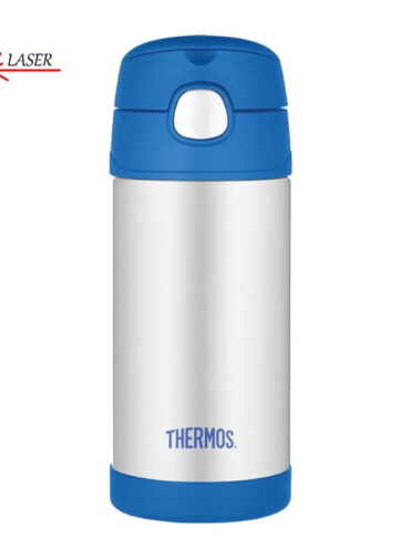 Thermos FUNtainer Dětská termoska s brčkem - modrá, 355 ml