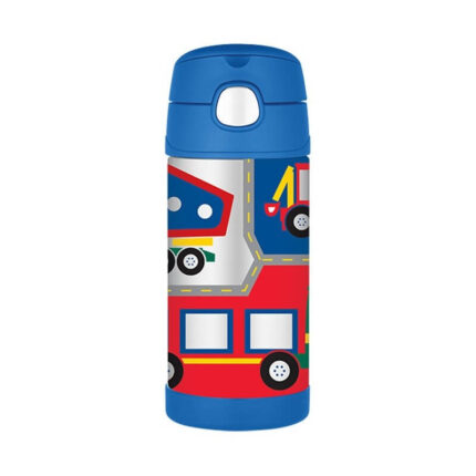 Thermos FUNtainer Dětská termoska s brčkem – stavební stroje, 355 ml