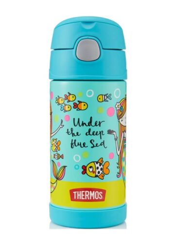 Thermos FUNtainer Dětská termoska s brčkem - mořská panna, 355 ml