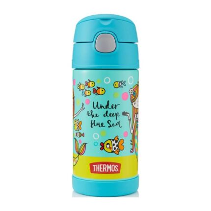 Thermos FUNtainer Dětská termoska s brčkem – mořská panna, 355 ml