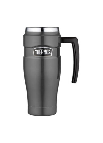 Thermos Style Vodotěsný termohrnek s madlem, metalicky šedá, 470 ml