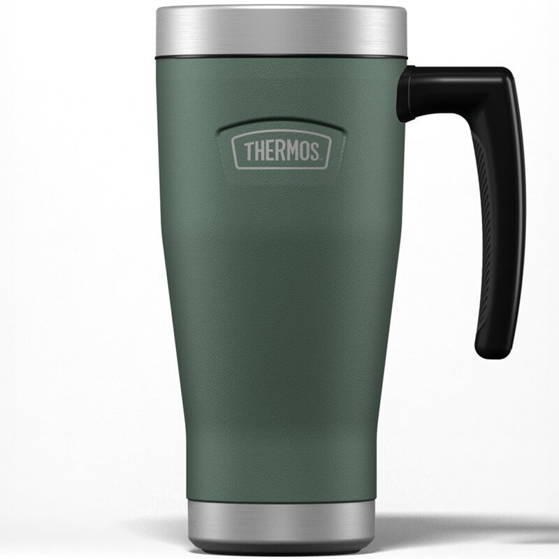 Thermos_160093 Thermos Vodotěsný termohrnek s madlem – smrkově zelená, 470 ml