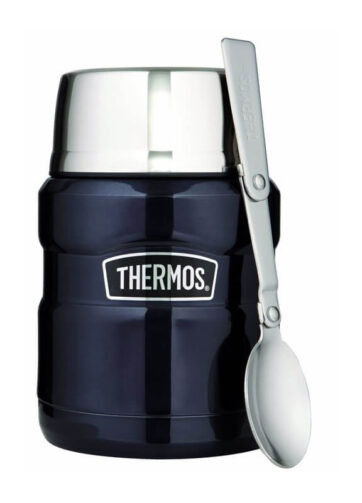 Thermos Style Termoska na jídlo se skládácí lžící a šálkem - tmavě modrá, 470 ml