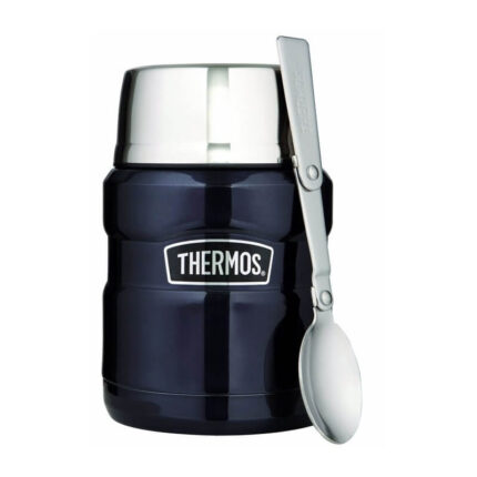 Thermos Style Termoska na jídlo se skládácí lžící a šálkem – tmavě modrá, 470 ml