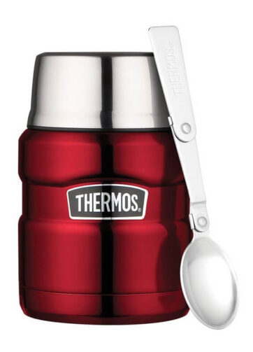 Thermos Style Termoska na jídlo se skládácí lžící a šálkem - červená, 470 ml