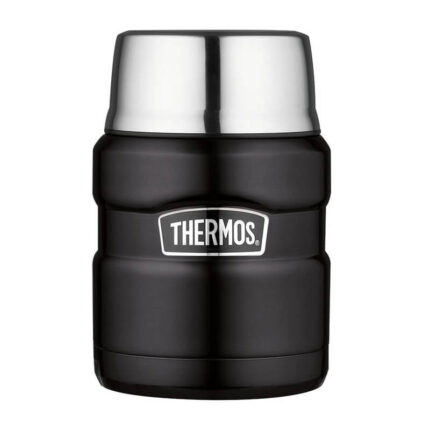 Thermos Style Termoska na jídlo se skládácí lžící a šálkem – matně černá, 470 ml