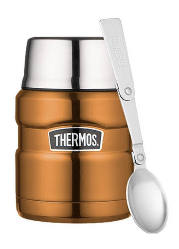 Thermos Style Termoska na jídlo se skládácí lžící a šálkem - měděná, 470 ml
