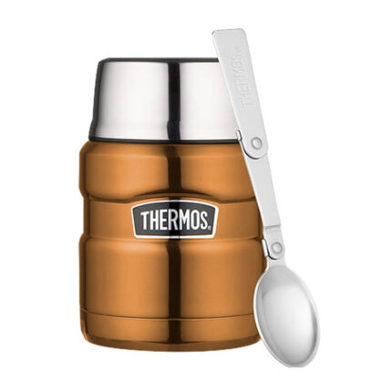 Thermos Style Termoska na jídlo se skládácí lžící a šálkem – měděná, 470 ml