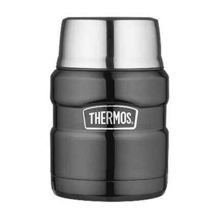 Thermos Style Termoska na jídlo se skládácí lžící a šálkem – metalicky šedá, 470 ml