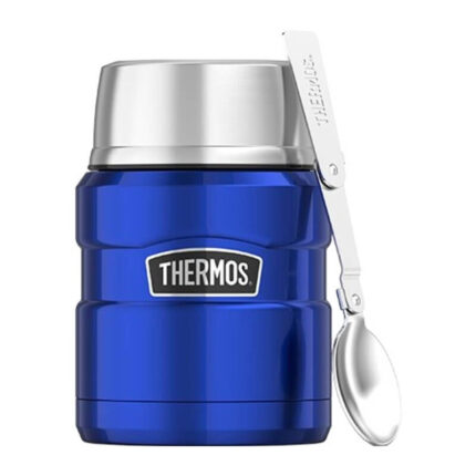 Thermos Style Termoska na jídlo se skládácí lžící a šálkem – modrá, 470 ml