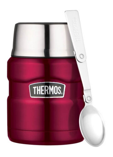 Thermos Style Termoska na jídlo se skládácí lžící a šálkem - malinová, 470 ml