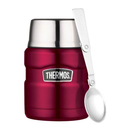 Thermos Style Termoska na jídlo se skládácí lžící a šálkem – malinová, 470 ml