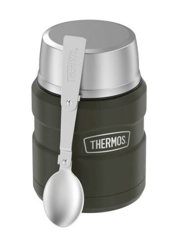 Thermos Style Termoska na jídlo se skládácí lžící a šálkem - vojenská zelená, 470 ml