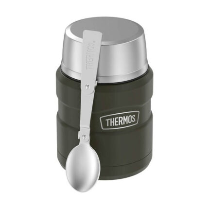 Thermos Style Termoska na jídlo se skládácí lžící a šálkem – vojenská zelená, 470 ml