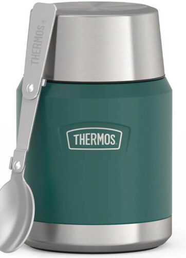 Thermos Termoska na jídlo se skládácí lžící a šálkem - smrkově zelená, 470 ml