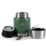 Thermos Termoska na jídlo se skládácí lžící a šálkem – smrkově zelená, 470 ml