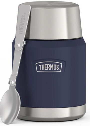 Thermos Termoska na jídlo se skládácí lžící a šálkem - námořnická modrá, 470 ml
