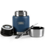 Thermos Termoska na jídlo se skládácí lžící a šálkem – námořnická modrá, 470 ml