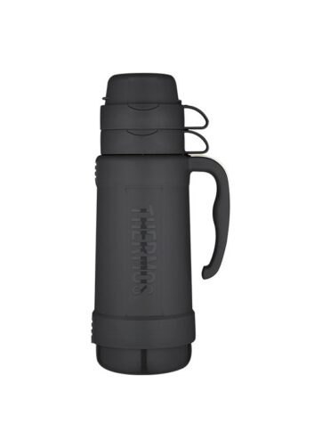 Thermos Skleněná termoska se dvěma šálky - černá, 1,8 l