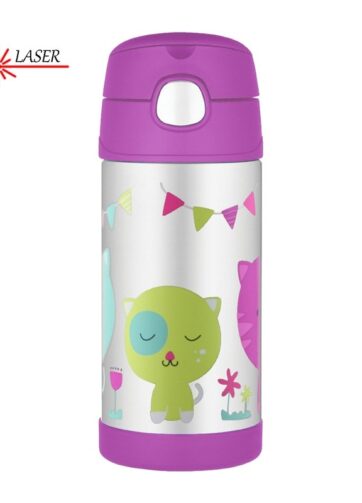 Thermos FUNtainer Dětská termoska s brčkem - kočka, 355 ml
