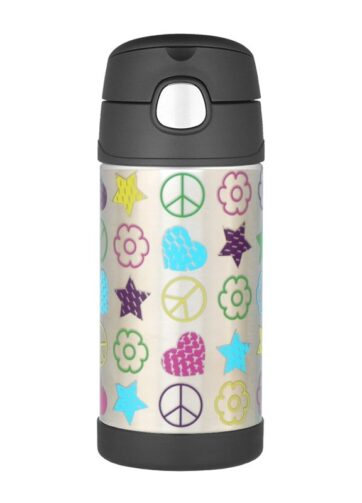 Thermos FUNtainer Dětská termoska s brčkem - černá, 355 ml