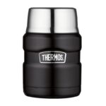 Thermos Style Termoska na jídlo se skládácí lžící a šálkem – matně černá, 470 ml