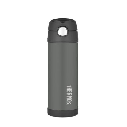 Thermos Dětská termoska s brčkem – černá, 470 ml
