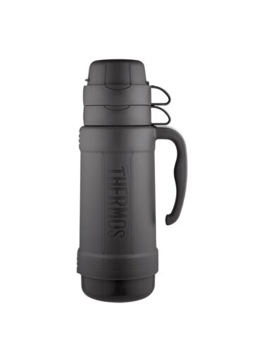 Thermos Skleněná termoska se dvěma šálky - černá, 1 l