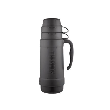 Thermos Skleněná termoska se dvěma šálky – černá, 1 l
