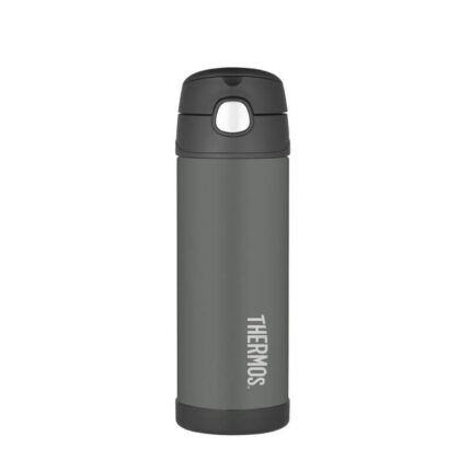 Thermos Dětská termoska s brčkem – černá, 470 ml
