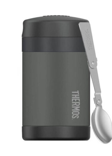 Thermos FUNtainer Dětská termoska na jídlo s lžící - černá, 470 ml