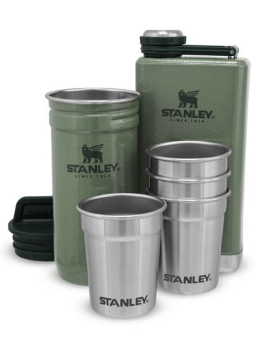STANLEY Dárkový set s panáky placatka/butylka The Pre-Party Shot Glass + Flask Set Hammertone Green