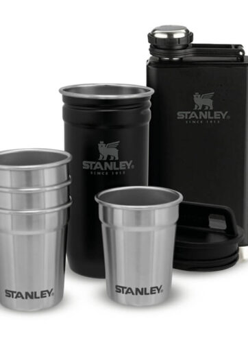 STANLEY Dárkový set s panáky placatka/butylka The Pre-Party Shot Glass + Flask Set Black Pebble