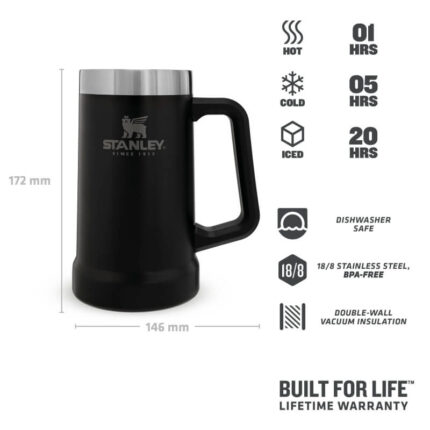 STANLEY Korbel na pivo The Big Grip Beer Stein 700 ml Matte Black Pebble
