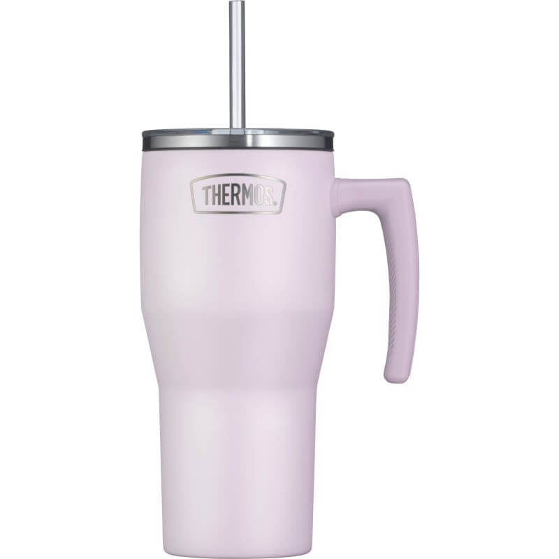 Thermos Refreshing Termohrnek s madlem a brčkem – matně levandulová, 0,85 l