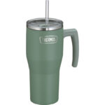 Thermos Refreshing Termohrnek s madlem a brčkem – matně zelená, 0,85 l