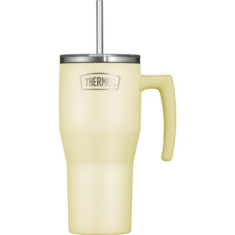 Thermos Refreshing Termohrnek s madlem a brčkem – matně vanilková, 0,85 l