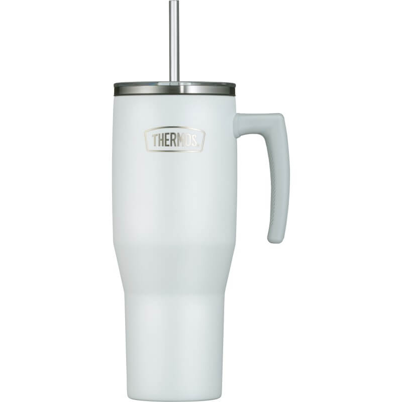 Thermos Refreshing Termohrnek s madlem a brčkem – matně bílá, 1,1 l